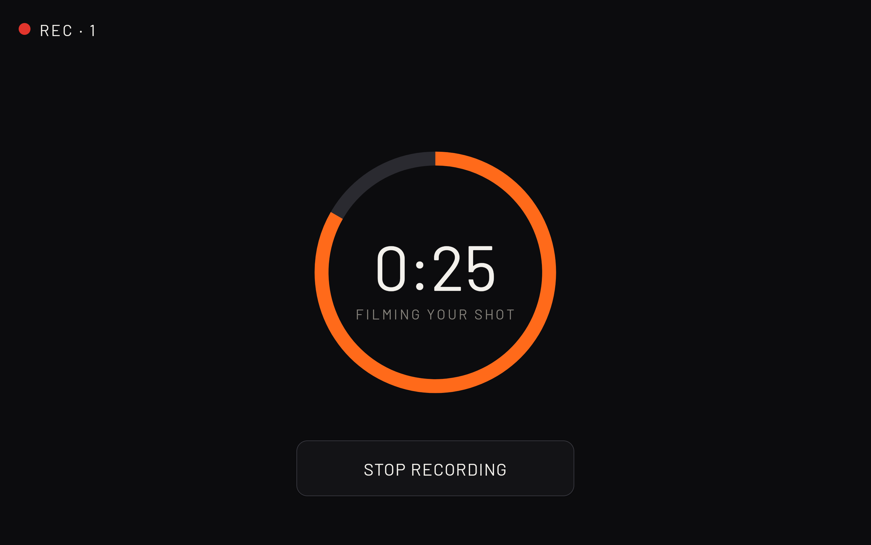 Recording screen with the 30-second session clock counting down